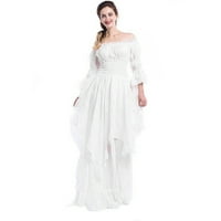 Ljetne haljine Visoka niska puff rukava od ramena ruffle za modne casual haljine za žene bijele xxl