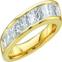 14KT Žuto zlato Žene Princess Diamond Band Ventil za vjenčanje CTTW
