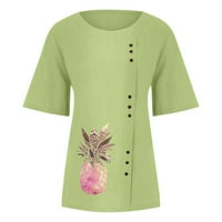 Majica Caveitl, žene, dame moda čvrsta boja ananas Ispis kratkih rukava pamučna majica Žena casual labav
