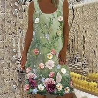 Yuwull Ljetne haljine za žene Ljetna odjeća za žene modne žene ljetno casual okrugla cvjetna ručna haljina