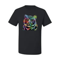 Cool Rainbow Neon Trippy Jungle Tiger Eyes Očima Ljubitelj životinja Muška grafička majica, crna, 3xl