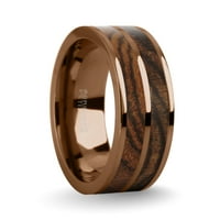 Black zrna Bocote Wood Inlay Brown Titanium Vjenčani prsten ,, Veličina 6.5