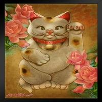 Sretno od Renee Biertempfel Lucky Cat Maneki Neko Japan Cat Poster Cool Wall Plasters Mač plakati za