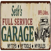 Seth's Full Service Garage Metal znak Rusty Man Cave 108240047435