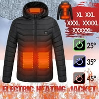USB električni grijani kaput jakna s kapuljačom grijaći prsluk zimski topliji muškarci, crveni