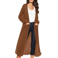 Tosmy ženski kardigani žene modni lagani kardigan dugih rukava od oraša sa prednjim džemper s visokim
