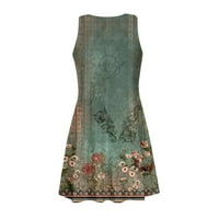Haljine za ženske sunčane haljine bez rukava Mini casual ljeta V-izrezana haljina tamno zelena 2xl
