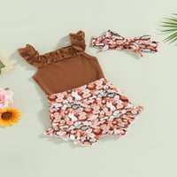 Wassery Baby dojenčad djevojke Ljeto odijelo bez rukava ruff visi na vrhu vrata sa cvjetnim povremenim