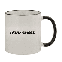 Igrajte šah - 11oz ručka u boji i šalica za kafu rim, crna
