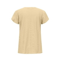 Ženski ljetni tunički bluza vrhovi rezoveni kratkih rukava V košulje casual labavi fit solid boju tines