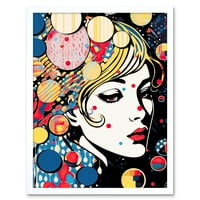 U dubokoj misao ženi se suočavaju sa šarenim geometrijskim uzorcima Bubbles pop art poluton neupitan pogled na zidnu umjetnost Print poster Početna Dekor Premium