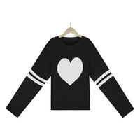 Ženski pulover Dukseri padaju džemper Love Okrugli vrat Pulover Ljubav duge rukave Black M