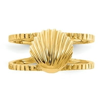 14k žuti zlatni prsten prsten morska školjka, veličine 5