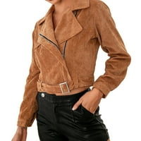 SNGXGN ženske opruge pune zip jakne modna vodootporna kapuljača sa džepovima Jakne za žene, kaki, veličine