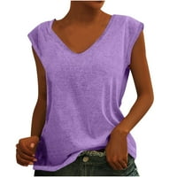 Odeerbi Cisterne bez rukava za žene Bluze od punog boja Majica Casual Loose Fit Basic Košulje Purple