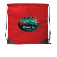 Asheville North Carolina Suvenir Cinch torba sa ruksakom za crtanje crvenom bojom