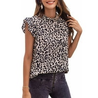 Ženski vrhovi Leopard Print Ruffle rukava bluza Tunika TOP S