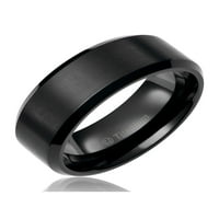 Muški vjenčani bend u titanijumskom obećanju zaručnički prsten Black pozlaćen četkani gornji i polirani ivice