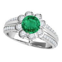 Mauli dragulji za angažovanje prstenova za žene 1. Carat Halo Emerald i dijamantski angažman prsten