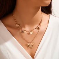 SKPBlutn Fashions Prekrasan leptir sloj modne dvostruke ogrlice za žene Zlatni privjesak Boja Ogrlice