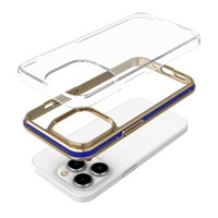 Za Apple iPhone Pro 6. Elektroplaćeni zlatni okvir Glitter prozirni hibridni poklopac kućišta - tamno