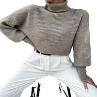 Ženski džemperi Ležerne prilike obične pulovere visokih vrata Khaki S