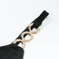 ManXivoo Crne haljine za žene Žene Boja cvjetna tiskana džepa V vrat sa patentnim zatvaračem metalni