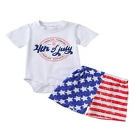Djevojčica za bebe 4. jula odijela Američka zastava Ispis majica kratkih rukava TOP + Hratke za djecu