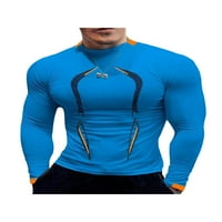 Muški sportski majica okrugli vrat s dugim rukavima elastični atletički brzi suhi vrhovi fitness ležerna athitna odjeća