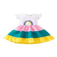 Calsunbaby novorođenčad dječje suknje Flying Dising dizajn duge vezene prugaste kontrastne boje slatka haljina