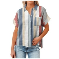 Amousa majice za žene Ženska povremena modna pamučna posteljina traka tiskana ženska majica kratkih