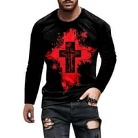 Mužjak Halloween Cross Print Thirs Bluza Dugi rukav na majici okrugli vrat