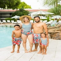 Porodični odgovarajući kupaći kostimi Jedan cvjetni tiskani kupaći kupaći spremnik TOP Striped Beachweary
