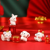 Resin zečji ukrasi minijaturna kineska godina zečjeg figurica za uređenje kućnog ureda