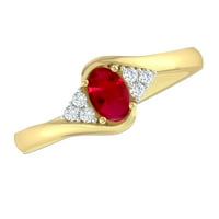 Carat 14K žuti zlatni ovalni rubin i okrugli dijamantni zaručni prsten za žene za žene