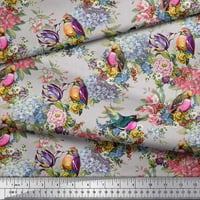 Silo siva Crepe svilena lišća tkanina, cvjetna i američka robinska ptica za štampanje tkanine sa dvorištem širom