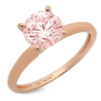 2. CT sjajan okrugli rez simulirani ružičasti dijamant 14k ružičasto zlato solitaire prsten sz 7.5