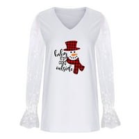 Ženske božićne majice plus veličina dugih rukava Dukseri pulover Jesen Faision Loarow Comfy vrhovi Dreske majice za bejzbol