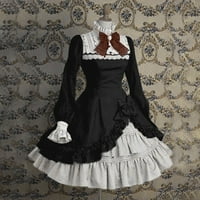 Gotyou haljine dame žene čipke dugih rukava Bowtie Cosplay kostimi Party haljina s lukom gotičkim crnim