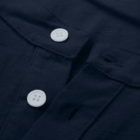 Muška majica Grafički vintage casual štand ovratnik puna košulja Džepne pamučne košulje dugih rukava