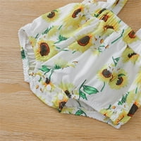 Djevojke za djevojčice Ljetne odjeće Djevojke Slatke outfit Sunflowers cvjetni print kratkih rukava
