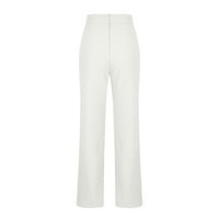 Smihono ženska elegantna boja Micro elastična prozračna ukras u obliku struka Slim široke hlače za noge Ženske planinarske hlače Ležerne prilike ravne noge hlače bijele 12