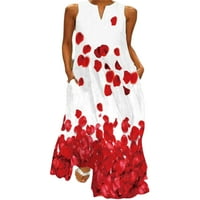HAITE Women haljina cvjetni ispis Sunderss V rect haljine spremljeni prsluk bez rukava 3xl