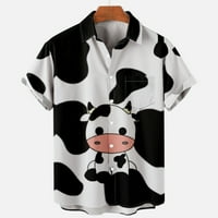 Ernkv muške slobodne udobne majice sa džepom čišćenja majica kratkih rukava modna ljetna crtana krava