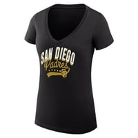 Ženska G-III 4her by Carl Banks Crna San Diego Padres Filigranski tim V-izrez ugrađena majica