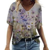 Awdenio Clearence Ženske majice za ljeto Ženska moda Ležerne prilike plus veličina Scenic Cvijeće Ispis