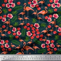 Listovi tkanine Soimoi pamučne patke, cvjetni i flamingo dekor za ptice širom od tiskanog dvorišta