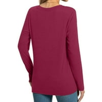 Olyvenn Solid Color Pokloni za ženske padajuće modne majice zborice za košulje s velikim rukavima Prednji