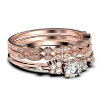Minimalistički sol i biber 1. Carat okrugli rez dijamantski prsten za angažman, dainty vjenčani prsten