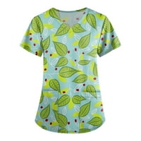 Leylayray ženska bluza Ženski personalizirani print kratkih rukava V-izrez V-izrez Radne majice zelena